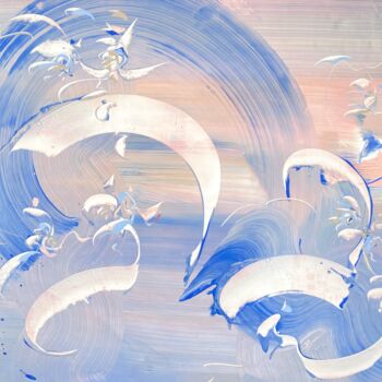 Painting titled "WINTER SUNRISE" by Delphine Bernard, Original Artwork, Acrylic Mounted on Cardboard