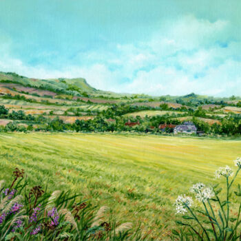 Malerei mit dem Titel "South Downs, East S…" von Sonia Finch, Original-Kunstwerk, Öl Auf Keilrahmen aus Holz montiert