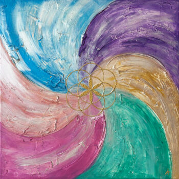 Painting titled "Sacred Geometry Abs…" by Alfina Lumy, Original Artwork, Acrylic Mounted on Wood Stretcher frame