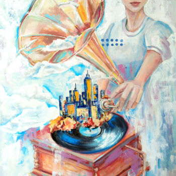 绘画 标题为“The music of the ol…” 由Veronika Chernyshkova, 原创艺术品, 油 安装在木质担架架上