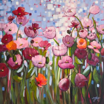 제목이 "My Poppies 4"인 미술작품 Sandra Gebhardt-Hoepfner로, 원작, 아크릴 나무 들것 프레임에 장착됨