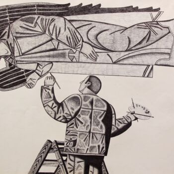 Painting titled "Painter" by Andrey Simakov, Original Artwork, Ink