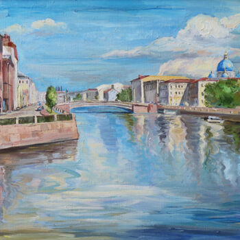 Painting titled "Май на Фонтанке. Тр…" by Dmitry Veltishchev, Original Artwork, Oil