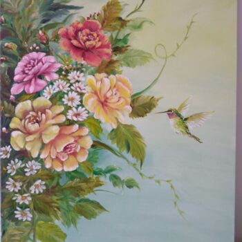 Ζωγραφική με τίτλο "Hummingbird" από Petra Kondov, Αυθεντικά έργα τέχνης, Λάδι