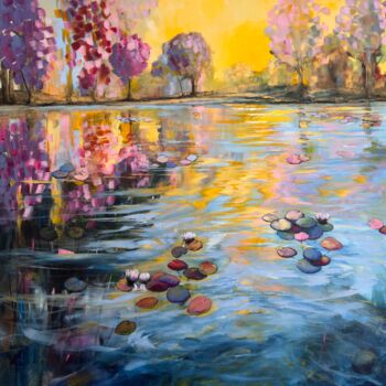 Painting titled "My Love For Water L…" by Sandra Gebhardt-Hoepfner, Original Artwork, Acrylic Mounted on Wood Stretcher frame