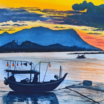 Peinture intitulée "Gondola of Dreams" par Natalia Buhaienko, Œuvre d'art originale, Aquarelle