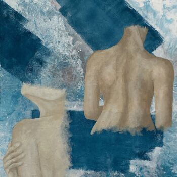 Malerei mit dem Titel "Bain" von Ilana Igueblalene, Original-Kunstwerk, Acryl Auf Keilrahmen aus Holz montiert