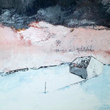 Peinture intitulée "Buron sous la neige" par Jean-Luc Saint-Martin, Œuvre d'art originale, Huile Monté sur Châssis en bois