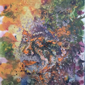 Painting titled "Albert Einstein. Po…" by Allen Light, Original Artwork, Oil Mounted on Wood Stretcher frame