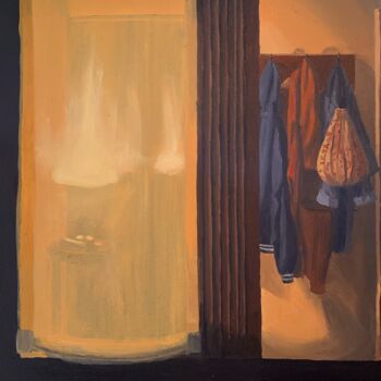 Painting titled "Ils sont rentrés !" by Sophie Cousineau, Original Artwork, Oil Mounted on Wood Stretcher frame