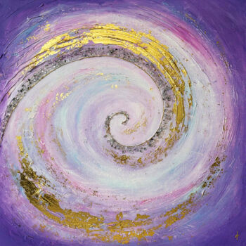 Malerei mit dem Titel "Golden Spiral Abstr…" von Alfina Lumy, Original-Kunstwerk, Acryl Auf Keilrahmen aus Holz montiert