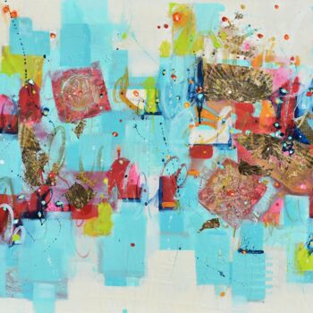 Ζωγραφική με τίτλο "Traces of Time" από Cynthia Ligeros, Αυθεντικά έργα τέχνης, Ακρυλικό Τοποθετήθηκε στο Ξύλινο φορείο σκελ…
