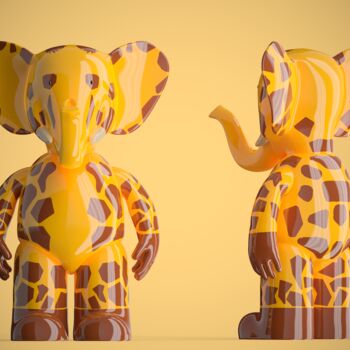 Sculptuur getiteld "Babolex giraffe cla…" door Vincent Faudemer, Origineel Kunstwerk, Hars