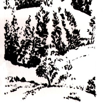 图画 标题为“Paysage forêt” 由Dominique Leblanc, 原创艺术品, 墨
