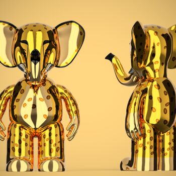 Sculptuur getiteld "Babolex guépard chr…" door Vincent Faudemer, Origineel Kunstwerk, Hars