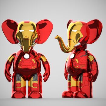 Sculpture titled "Babolex ninja rouge…" by Vincent Faudemer, Original Artwork, Resin