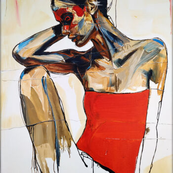 제목이 "Silhouette in Red"인 미술작품 Alexander Aksyonov로, 원작, 아크릴 나무 들것 프레임에 장착됨