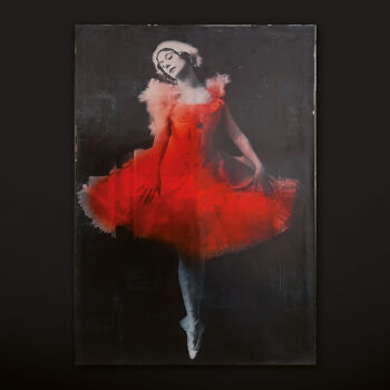 Printmaking titled "Anna RED Resin" by Manuel W. Stepan, Original Artwork, Acrylic Mounted on Wood Stretcher frame