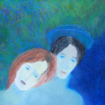 Dessin intitulée "THE LOVERS, dry pas…" par Jordan Diow, Œuvre d'art originale, Pastel Monté sur Panneau de bois