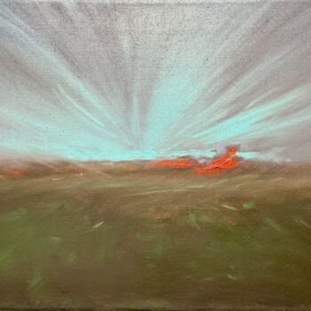 Painting titled "Windy Sunrise" by Tetiana Bilous, Original Artwork, Oil Mounted on Wood Stretcher frame