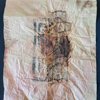 Collages intitulée "Stigma 1" par Marc Lefebvre, Œuvre d'art originale, Collages Monté sur Panneau de bois