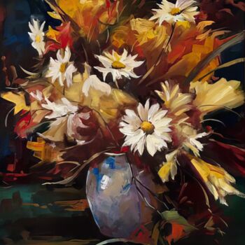 Peinture intitulée "Wild Daisies" par Sultan Aubekerov, Œuvre d'art originale, Acrylique