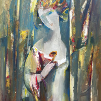 Peinture intitulée "The Inner Bloom" par Mateos Sargsyan, Œuvre d'art originale, Huile Monté sur Châssis en bois