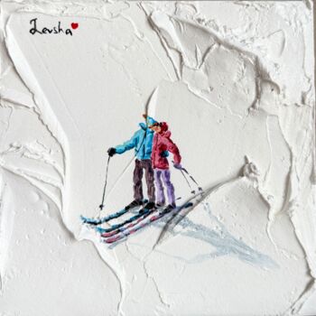 Painting titled "Textural painting o…" by Kristina Tolmacheva (Levsha), Original Artwork, Plaster Mounted on Wood Panel