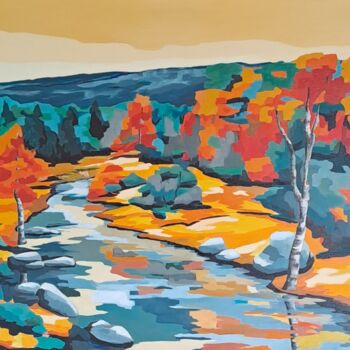 Peinture intitulée "Le Tarn, Mont Lozèr…" par Régine Méric-Augier, Œuvre d'art originale, Acrylique Monté sur Châssis en bois