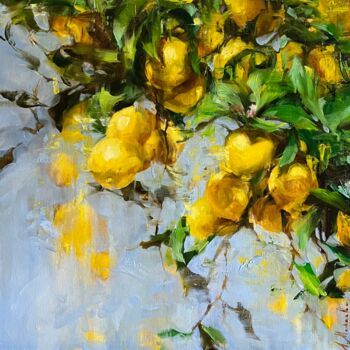 Painting titled "HAPPINESS - SUNNY L…" by Elena Mashajeva-Agraphiotis, Original Artwork, Oil Mounted on Wood Stretcher frame