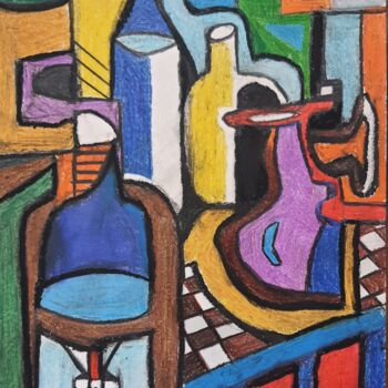 Drawing titled "Nature morte n6" by Laudu, Original Artwork, Pastel