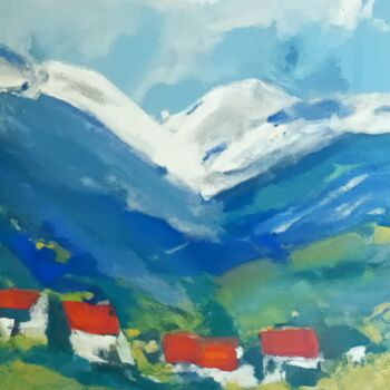 Painting titled "Détente bleue" by Eve Paradowski, Original Artwork, Acrylic Mounted on Wood Stretcher frame