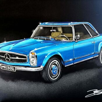 Peinture intitulée "Mercedes 280 sl Pag…" par Kevin Bardin, Œuvre d'art originale, Acrylique Monté sur Châssis en bois
