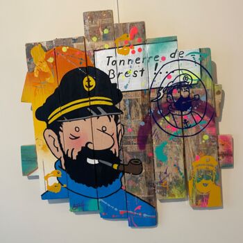 Peinture intitulée "Tableau POP Art Cap…" par Vincent Streiff, Œuvre d'art originale, Acrylique Monté sur Panneau de bois