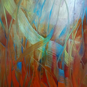 Malerei mit dem Titel "Field of gold" von Yulia Larionova, Original-Kunstwerk, Acryl Auf Keilrahmen aus Holz montiert