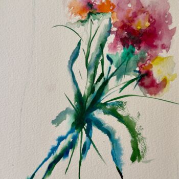 Painting titled "Airy Blooms" by Tetiana Bilous, Original Artwork, Watercolor