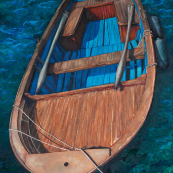 Painting titled "Mavi" by Sonya Kertész, Original Artwork, Oil Mounted on Wood Stretcher frame