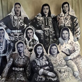 Drawing titled "Kütahyalı Kadınlar" by Turan Can Kara, Original Artwork, Acrylic