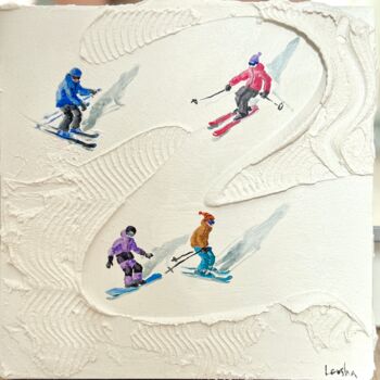Painting titled "Textured painting o…" by Kristina Tolmacheva (Levsha), Original Artwork, Plaster Mounted on Wood Panel