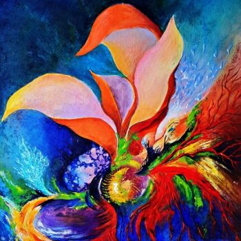Painting titled "EXCENTRICITE" by Patrice Bru, Original Artwork, Acrylic Mounted on Wood Stretcher frame