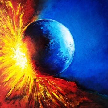 Painting titled "CHICXULUB" by Patrice Bru, Original Artwork, Acrylic Mounted on Wood Stretcher frame