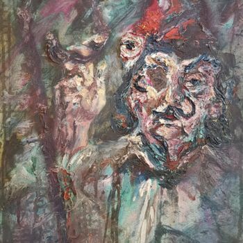 Painting titled "Salvador Dali. Port…" by Allen Light, Original Artwork, Oil Mounted on Wood Stretcher frame