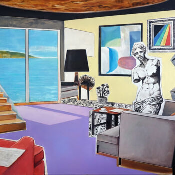 Painting titled "Newspaper" by Rudi Cotroneo, Original Artwork, Oil