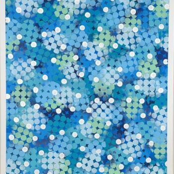 Peinture intitulée "Snowflakes in Blue" par Hugues Delvaux, Œuvre d'art originale, Acrylique Monté sur Châssis en bois