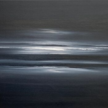 Painting titled "Into Deep Black Wat…" by Julia Everett, Original Artwork, Oil Mounted on Wood Stretcher frame