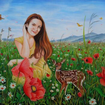 Desenho intitulada "Poppy Field" por Taha Mansour, Obras de arte originais, Lápis