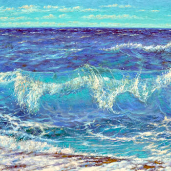 Pittura intitolato "Морской прибой" da Ruslan Derevcov, Opera d'arte originale, Olio