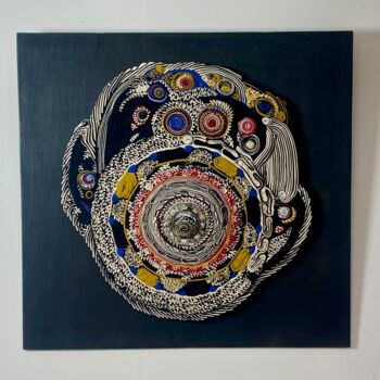 纺织艺术 标题为“Tableau  art textil…” 由Yasmina Kijek, 原创艺术品, 布 安装在木板上