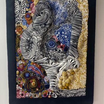 纺织艺术 标题为“Tableau sculpture a…” 由Yasmina Kijek, 原创艺术品, 纺织纤维 安装在其他刚性面板上