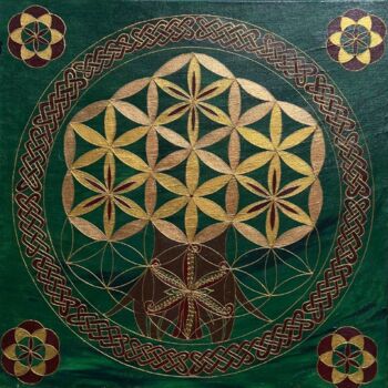 Картина под названием "Sacred Tree of Life…" - Nadezhda Dvornikova, Подлинное произведение искусства, Акрил